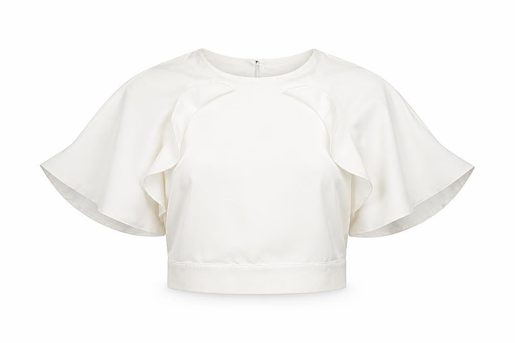Miss Selfridge Women’s White Cropped Flutter Sleeve Blouse UK 6