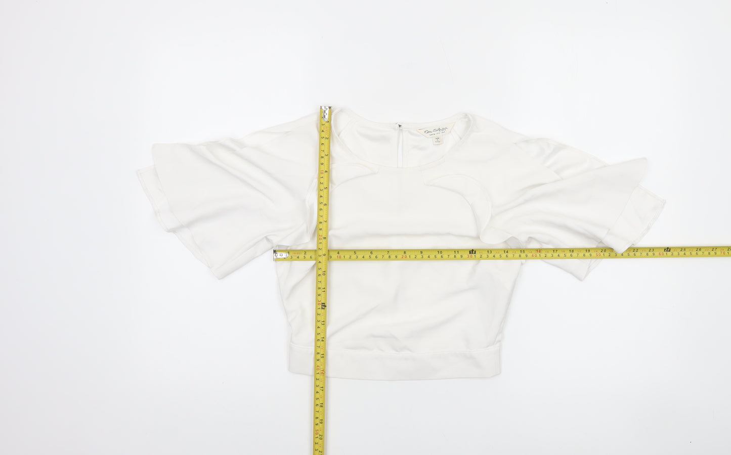 Miss Selfridge Women’s White Cropped Flutter Sleeve Blouse UK 6