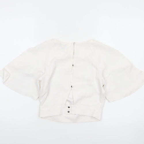 Miss Selfridge Women’s White Cropped Flutter Sleeve Blouse UK 6