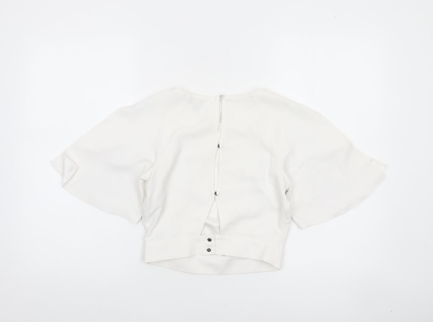 Miss Selfridge Women’s White Cropped Flutter Sleeve Blouse UK 6