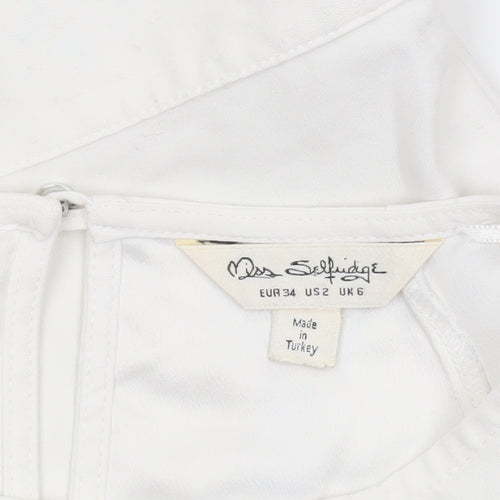 Miss Selfridge Women’s White Cropped Flutter Sleeve Blouse UK 6