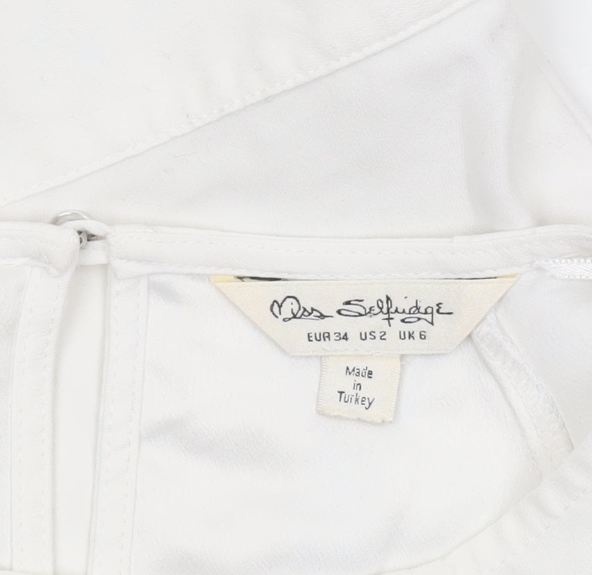 Miss Selfridge Women’s White Cropped Flutter Sleeve Blouse UK 6