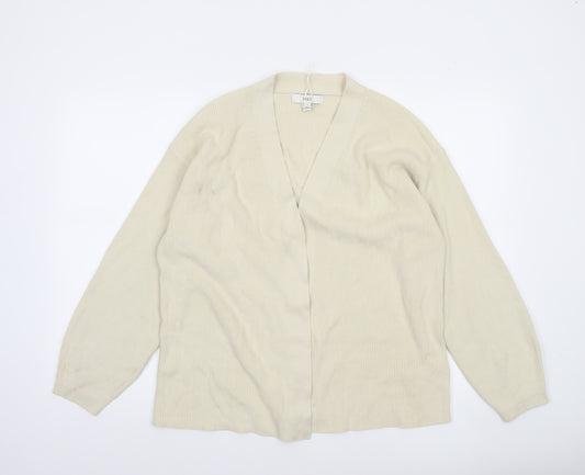 Marks and Spencer Women Ivory V-Neck Cardigan M Cotton Knit