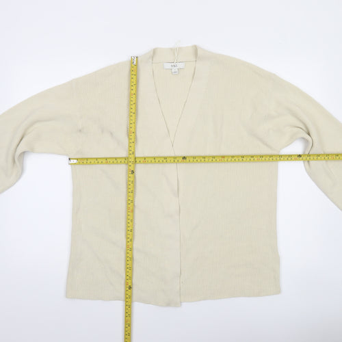 Marks and Spencer Women Ivory V-Neck Cardigan M Cotton Knit