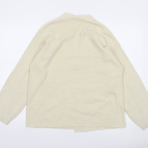 Marks and Spencer Women Ivory V-Neck Cardigan M Cotton Knit