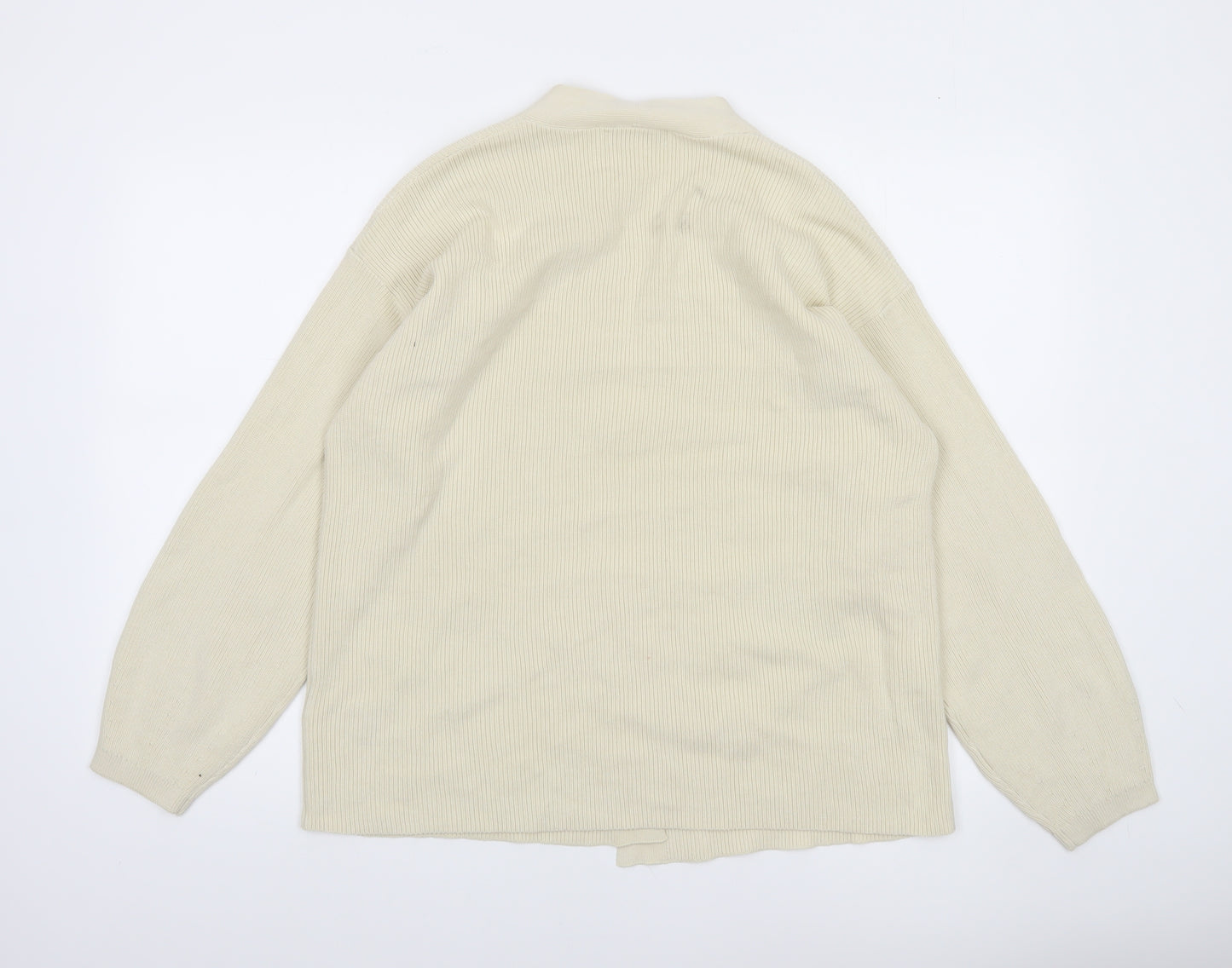 Marks and Spencer Women Ivory V-Neck Cardigan M Cotton Knit