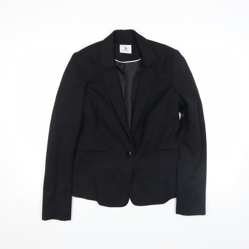 Tu Women Black Slim Fit One Button Blazer Jacket Size 12