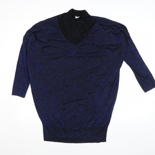STAR by Julien Macdonald Women's Blue Beaded Tunic Top Size 18