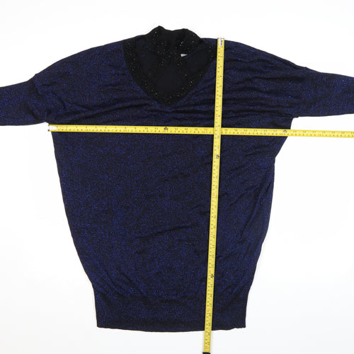 STAR by Julien Macdonald Women's Blue Beaded Tunic Top Size 18