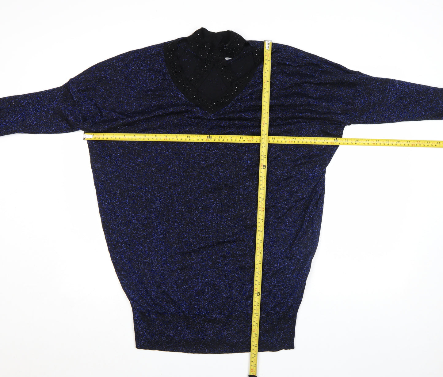 STAR by Julien Macdonald Women's Blue Beaded Tunic Top Size 18