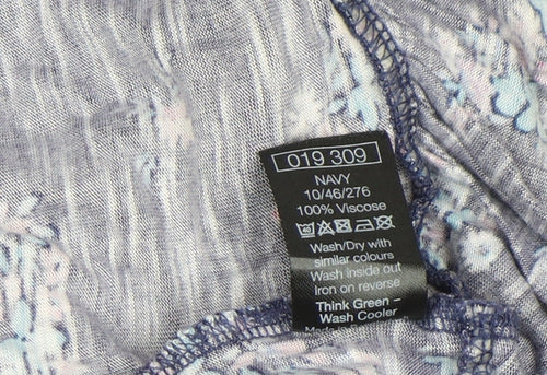 M&Co Women Blue Floral Ruffle Tunic Blouse Size 16