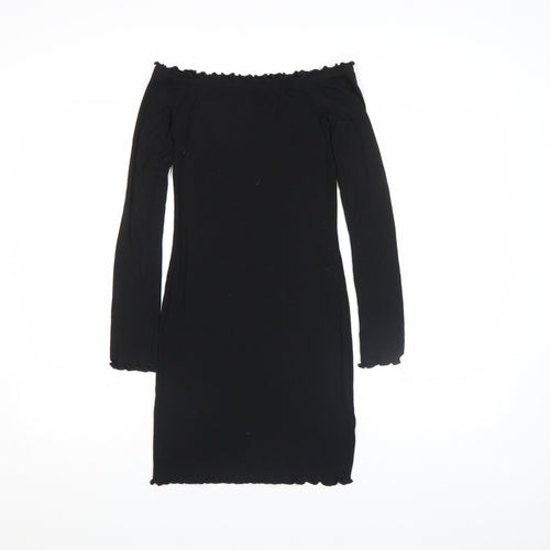 H&M Divided Women's Black XS Off Shoulder Bodycon Dress