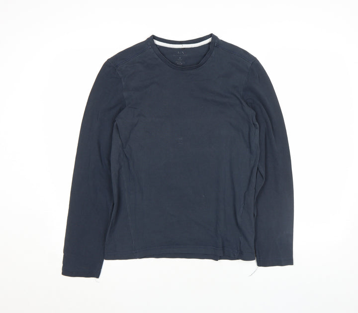 Armani Exchange Men’s Navy Blue Long Sleeve Cotton Crew Neck Top Size S