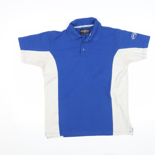 Mazon Men's Blue Colourblock Rugby Polo Shirt Size M