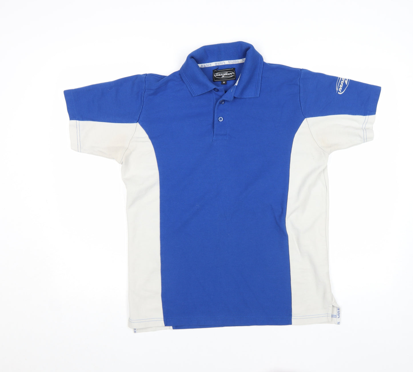Mazon Men's Blue Colourblock Rugby Polo Shirt Size M