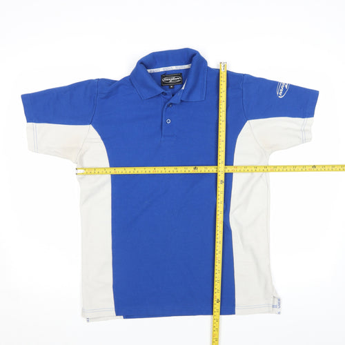 Mazon Men's Blue Colourblock Rugby Polo Shirt Size M