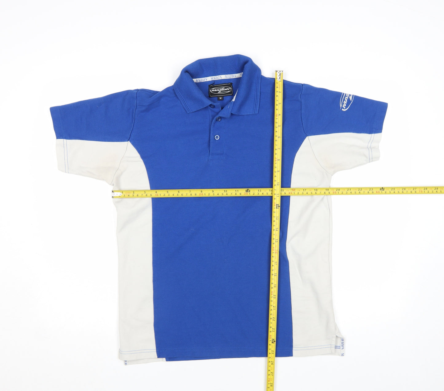 Mazon Men's Blue Colourblock Rugby Polo Shirt Size M