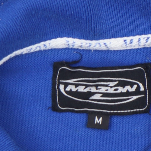 Mazon Men's Blue Colourblock Rugby Polo Shirt Size M