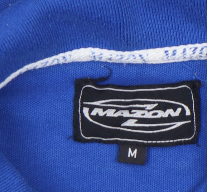 Mazon Men's Blue Colourblock Rugby Polo Shirt Size M