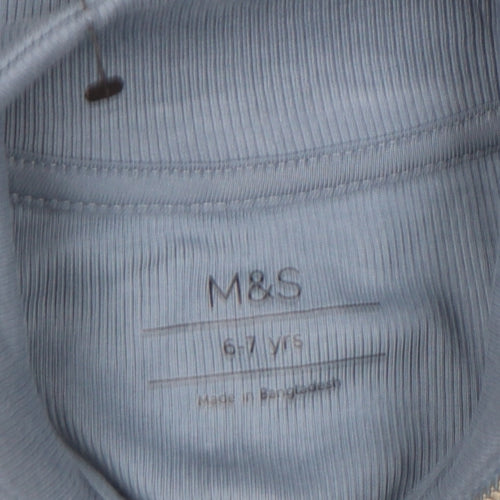Marks and Spencer Girls Blue Full Zip Knit Sweatshirt 6-7 Years
