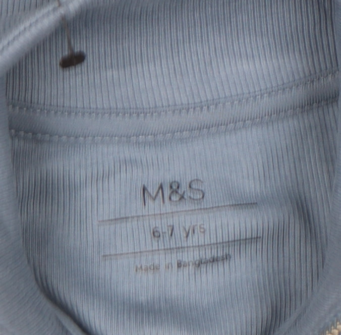 Marks and Spencer Girls Blue Full Zip Knit Sweatshirt 6-7 Years