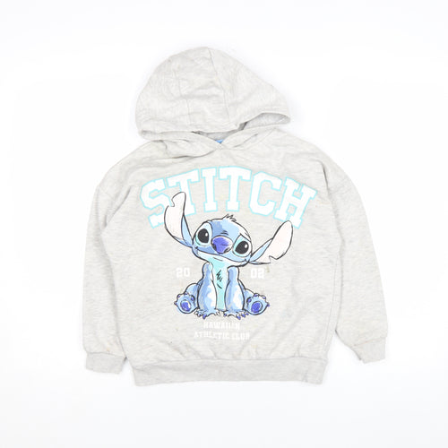 Disney Girls Grey Stitch Hoodie 9 Years Pullover Cotton Blend Sweatshirt