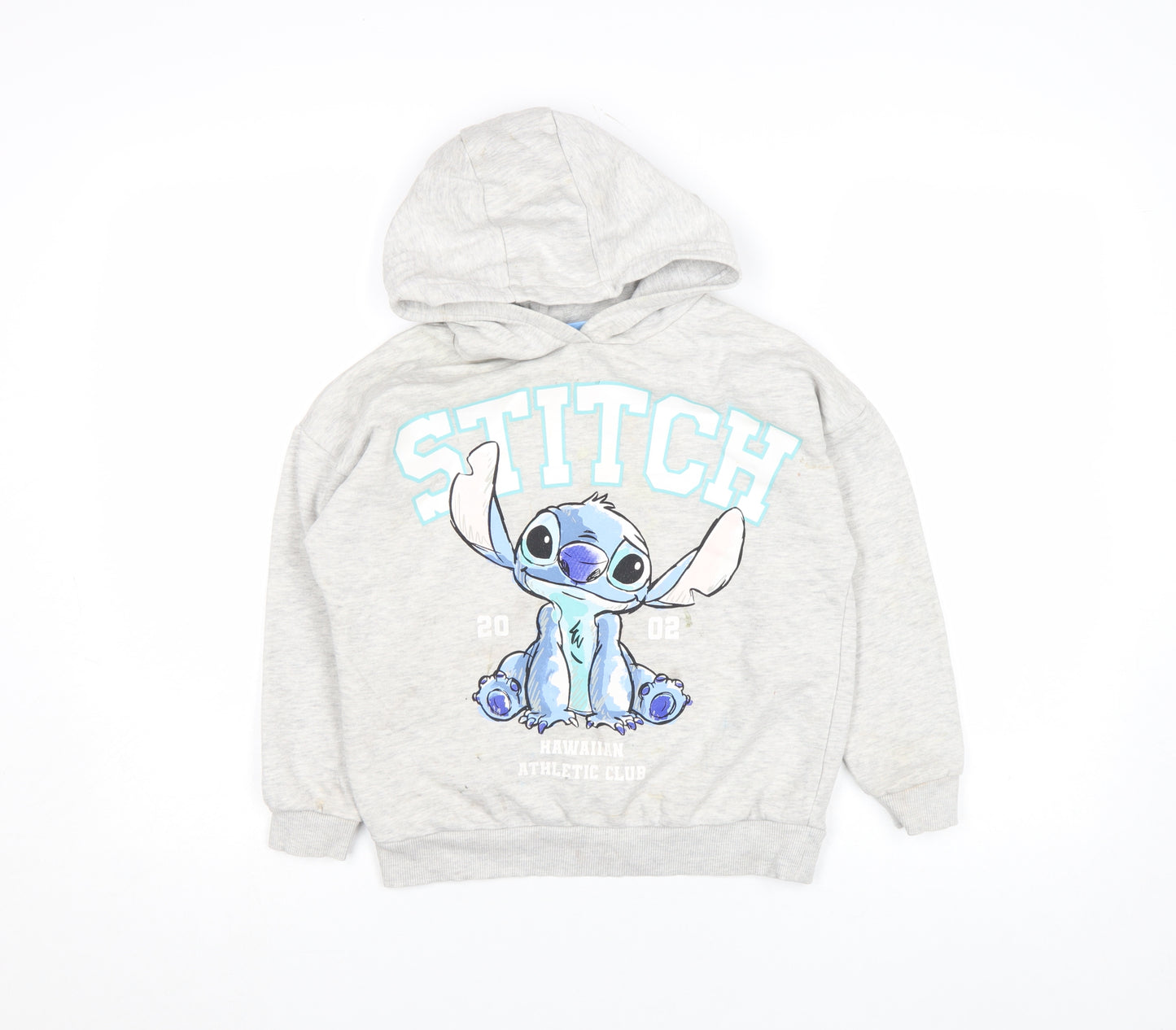 Disney Girls Grey Stitch Hoodie 9 Years Pullover Cotton Blend Sweatshirt