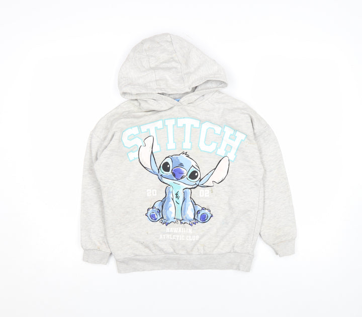 Disney Girls Grey Stitch Hoodie 9 Years Pullover Cotton Blend Sweatshirt