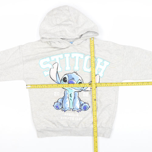 Disney Girls Grey Stitch Hoodie 9 Years Pullover Cotton Blend Sweatshirt