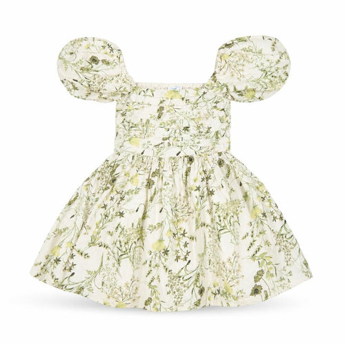 Marks and Spencer Girls Ivory Floral A-Line Puff Sleeve Dress 8-9 Years