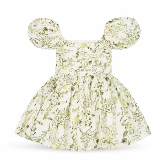 Marks and Spencer Girls Ivory Floral A-Line Puff Sleeve Dress 8-9 Years