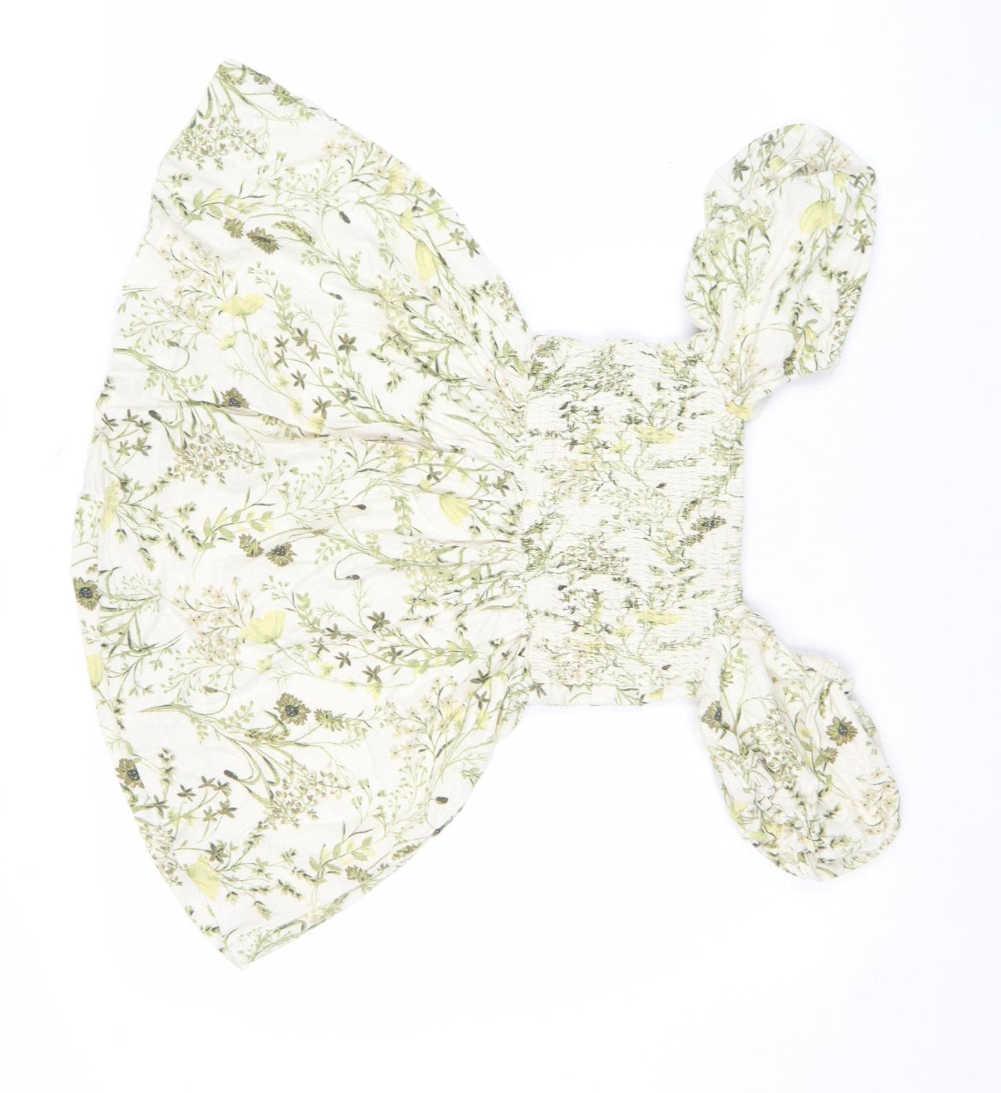 Marks and Spencer Girls Ivory Floral A-Line Puff Sleeve Dress 8-9 Years