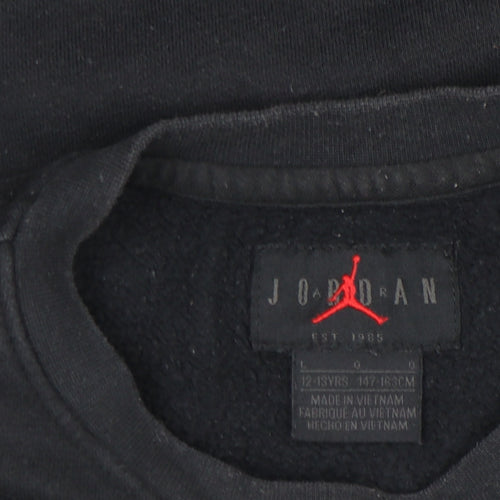 Jordan Boys Black Pullover Sweatshirt 12-13 Years Crew Neck Fleece