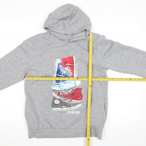 Converse Boys Grey XL Pullover Hoodie Graphic Print Fleece Sweatshirt