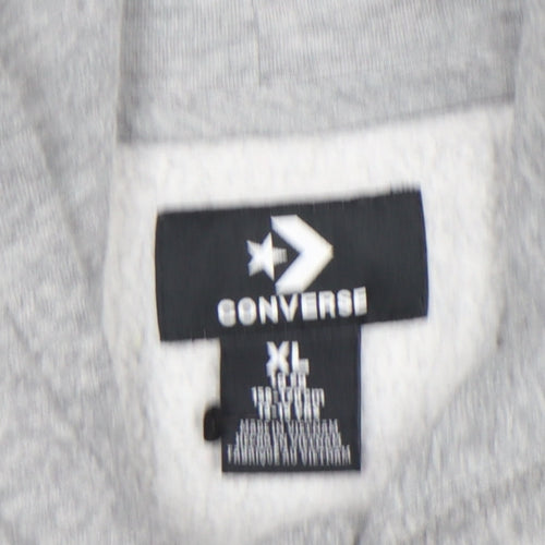Converse Boys Grey XL Pullover Hoodie Graphic Print Fleece Sweatshirt