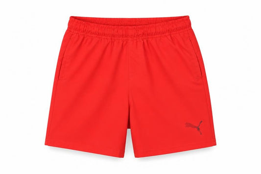 Front view of Puma boys’ red 11-12 years athletic activewear shorts