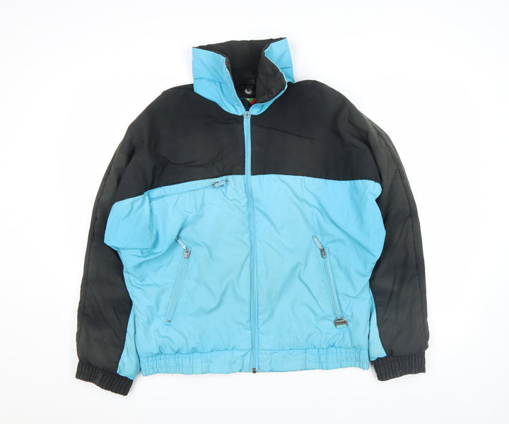 Rodeo Women Blue Black Puffer Jacket Size 10 Winter Retro