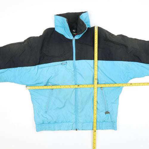 Rodeo Women Blue Black Puffer Jacket Size 10 Winter Retro