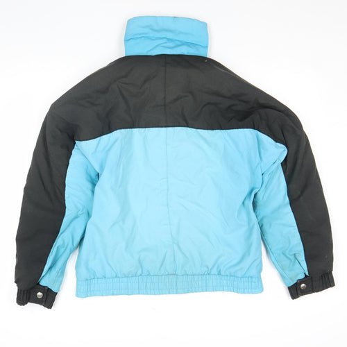 Rodeo Women Blue Black Puffer Jacket Size 10 Winter Retro