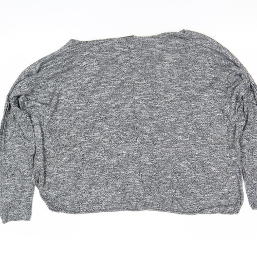 Zara Women Grey Knit Dolman Long Sleeve Boat Neck Blouse Size S