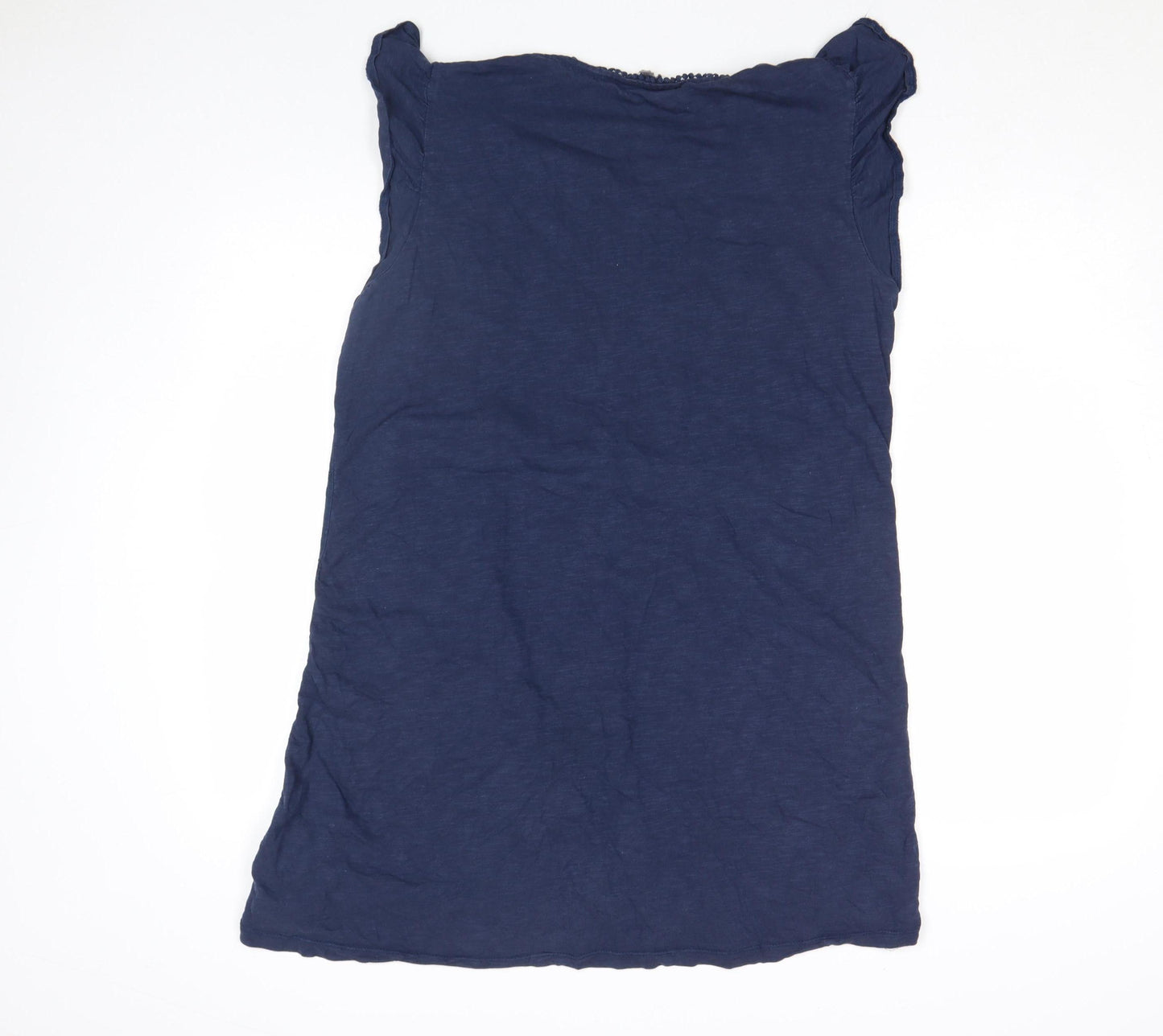 Principles Women Blue Cotton Embroidered Short Sleeve Blouse Size 16