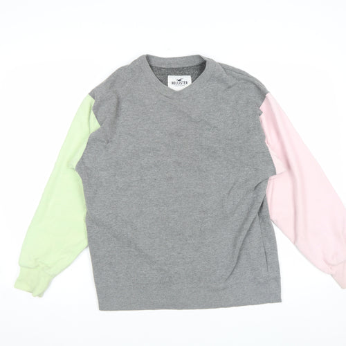 Hollister Mens Multicoloured Grey Sweatshirt XS Crew Neck Pullover