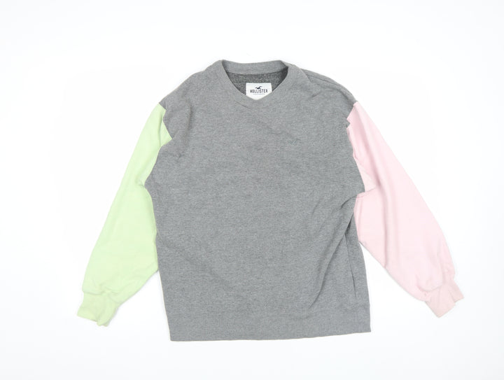 Hollister Mens Multicoloured Grey Sweatshirt XS Crew Neck Pullover