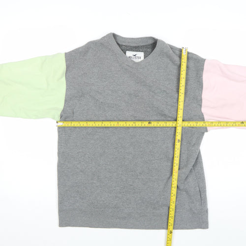 Hollister Mens Multicoloured Grey Sweatshirt XS Crew Neck Pullover