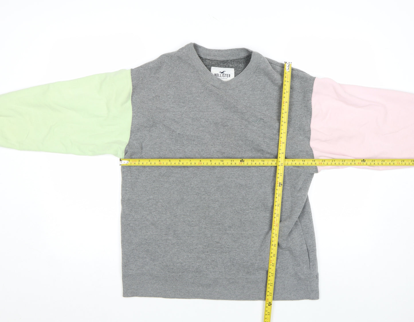 Hollister Mens Multicoloured Grey Sweatshirt XS Crew Neck Pullover