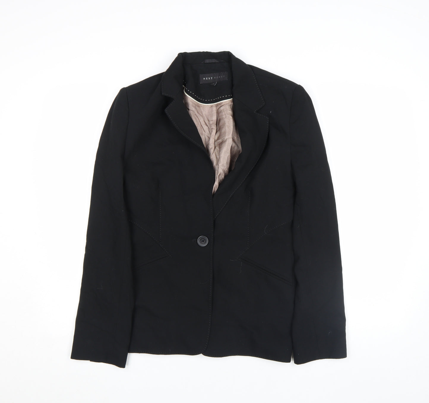 Next Woman Black Single-Breasted One-Button Blazer Size 12