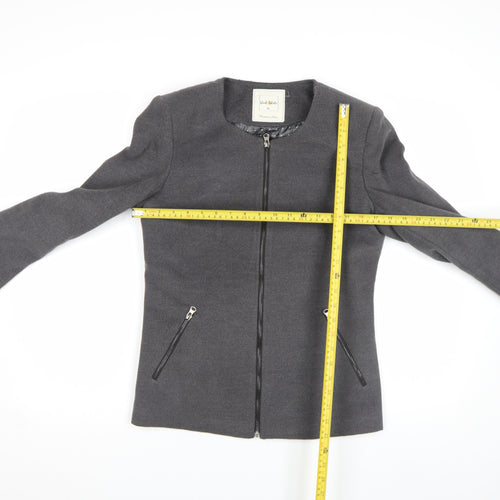 Une Veste Women Grey Wool Blend Zip Up Jacket Size XL