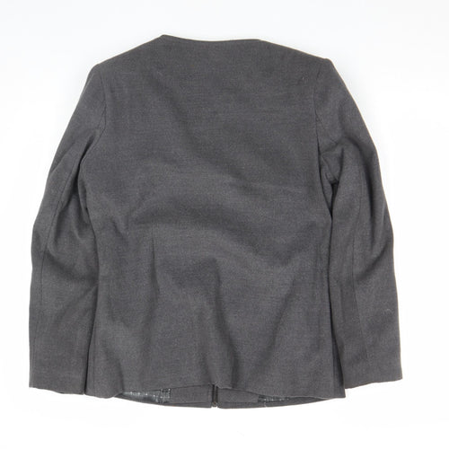 Une Veste Women Grey Wool Blend Zip Up Jacket Size XL