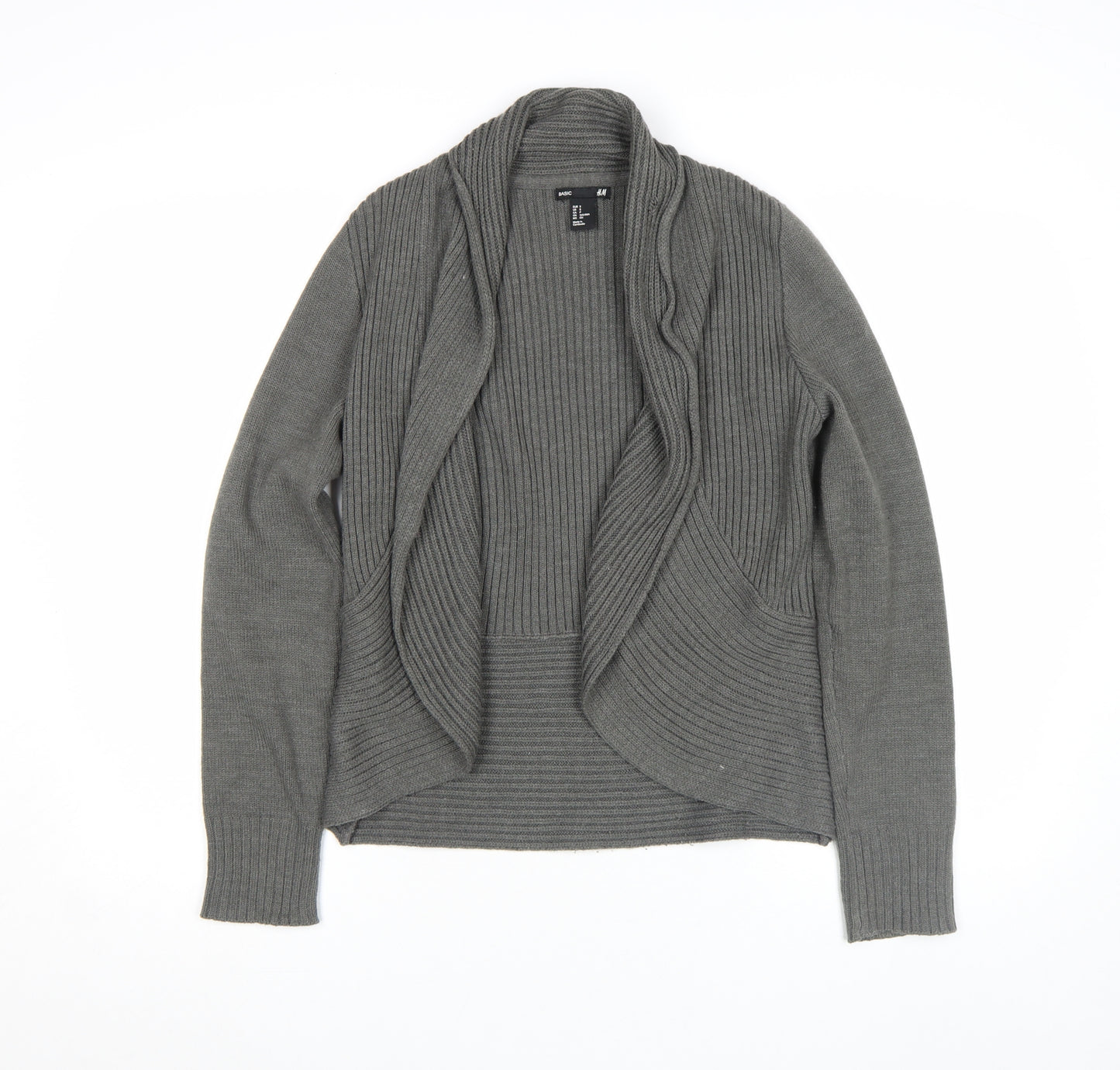 H&M Women’s Grey Ribbed Knit Long Sleeve Cardigan Size S