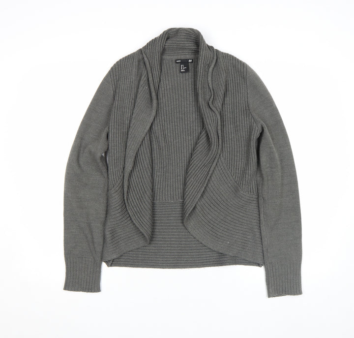 H&M Women’s Grey Ribbed Knit Long Sleeve Cardigan Size S
